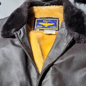 NAVY genuine leathers jacket with fur inside